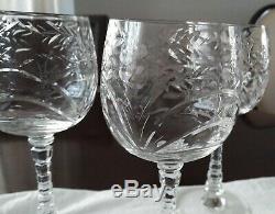 7-piece Wine/water Goblet, Baden Crystal Vintage/antique Cut Glass-mcm-perfect