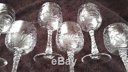 7-piece Wine/water Goblet, Baden Crystal Vintage/antique Cut Glass-mcm-perfect