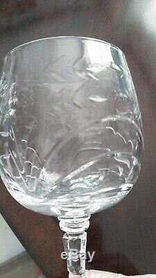 7-piece Wine/water Goblet, Baden Crystal Vintage/antique Cut Glass-mcm-perfect