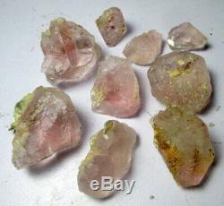 805 CT Rare Pink Fluorite Rough Crystals LOT of 9 Pieces From Nagar Pakistan
