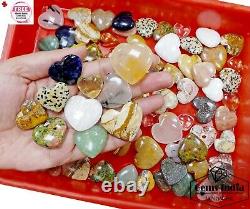 83 Pcs Natural Multi Gemstones Crystal Carved Heart Shape Healing Stones4000 Ct