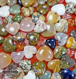 83 Pcs Natural Multi Gemstones Crystal Carved Heart Shape Healing Stones4000 Ct