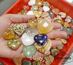 83 Pcs Natural Multi Gemstones Crystal Carved Heart Shape Healing Stones4000 Ct