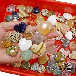 83 Pcs Natural Multi Gemstones Crystal Carved Heart Shape Healing Stones4000 Ct