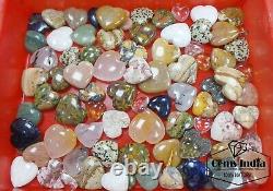 83 Pcs Natural Multi Gemstones Crystal Carved Heart Shape Healing Stones4000 Ct