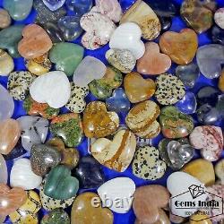 83 Pcs Natural Multi Gemstones Crystal Carved Heart Shape Healing Stones4000 Ct