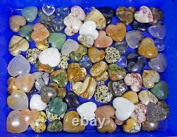 83 Pcs Natural Multi Gemstones Crystal Carved Heart Shape Healing Stones4000 Ct