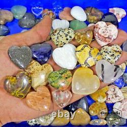 83 Pcs Natural Multi Gemstones Crystal Carved Heart Shape Healing Stones4000 Ct