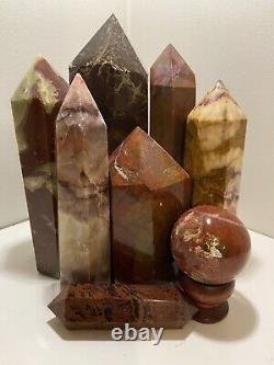 8 Piece 7.7lb Large Natural Healing Tower Set Jasper Mookaite Carnelian Crystal