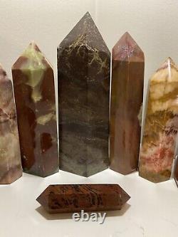 8 Piece 7.7lb Large Natural Healing Tower Set Jasper Mookaite Carnelian Crystal