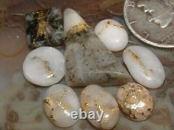 8 Pieces Gold Quartz Cabochon 16 Carats Gold Nugget Jewelry