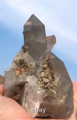 900g. Grey phantom quartz cluster well terminated piece from skardu Pakistan