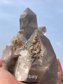 900g. Grey phantom quartz cluster well terminated piece from skardu Pakistan