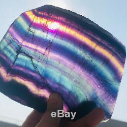966g Natural Rainbow Fluorite Crystal Quartz Piece Healing Specimen Stone