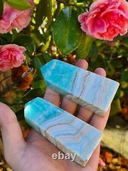 AAA Quality Very Rare Caribbean Calcite Tower Blue Aragonite Obelisk (1Piece)