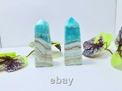 AAA Quality Very Rare Caribbean Calcite Tower Blue Aragonite Obelisk (1Piece)