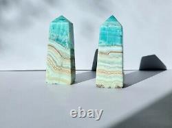 AAA Quality Very Rare Caribbean Calcite Tower Blue Aragonite Obelisk (1Piece)