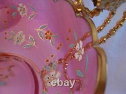 ANTIQUE FRENCH ENAMELED CRYSTAL TABLE CENTER PIECE, LATE 19th CENTURY