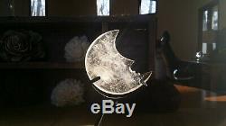 A Translucent Quartz Crystal Hand Carved Abstract MOON with Stand Display Piece