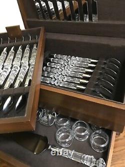 Amazing 24% Crystal Stainles Flatwear/silverwear Set 12+1 Five Pc Place Settings