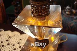 Amber crystal pieces lamps, base and 4 pieces, 3 lamps a5
