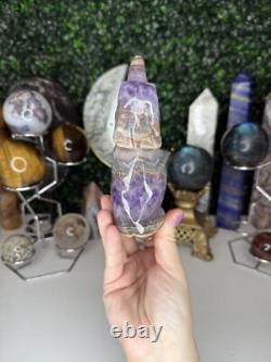 Amethyst Crazy Lace Agate Wolf Crystal Carvings, Statement Piece