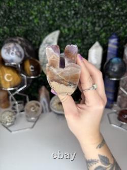 Amethyst Crazy Lace Agate Wolf Crystal Carvings, Statement Piece