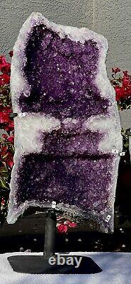 Amethyst Crystal Cathedral, Amethyst Display Piece-custom Steel Stand-29.5 Tall