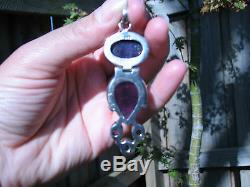 Amethyst Crystal Pendant Set in Sterling Silver 925 Statement Piece