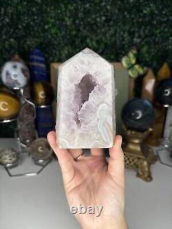 Amethyst Mixed Flower Agate Tower Statement Piece, Druzy Crystal Tower