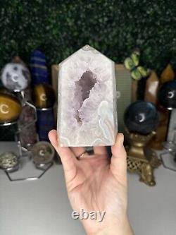 Amethyst Mixed Flower Agate Tower Statement Piece, Druzy Crystal Tower