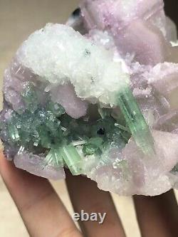 An exquisite piece of tourmaline specimen, with different combinations