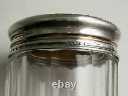 Antique Art Nouveau 3 Piece Powder Shaker-crystal Jar, Sterling Shaker Top, LID