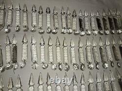 Antique Czech long cut luster spear crystal glass 138 pieces size 3.75 total