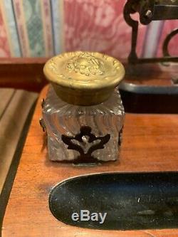 Antique English Triple Crystal Inkwell And Postal Scale Beautiful Piece