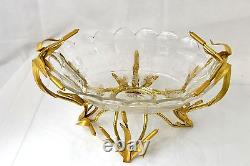 Antique French Baccarat Crystal Bronze Center Piece Chinoiserie Oriental Bamboo