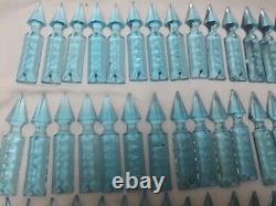 Antique French long cut luster spear crystal glass 100 pieces huge lot 3 green