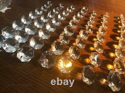 Antique Prisms Vintage Glass Cut Crystal Chandelier Lamp Parts 90 Prism Pieces L