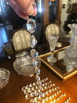 Antique Prisms Vintage Glass Cut Crystal Chandelier Lamp Parts 90 Prism Pieces L