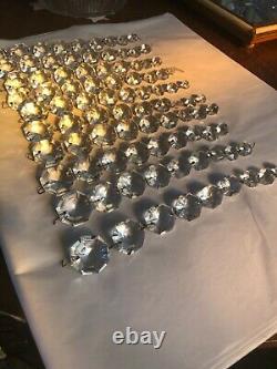 Antique Prisms Vintage Glass Cut Crystal Chandelier Lamp Parts 90 Prism Pieces L