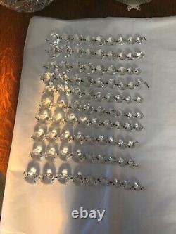 Antique Prisms Vintage Glass Cut Crystal Chandelier Lamp Parts 90 Prism Pieces L