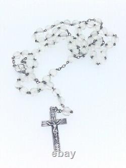 Antique Silver Praying Rosary Crystal Beads Hallmarked Very Fine Religious Piece