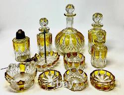 Antique Val St Lambert Crystal Large 15 Pieces Vanity Set Signed C. 1908 Belgium