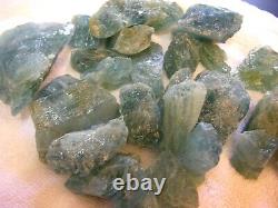 Aquamarine crystal mine rough bigger pieces 1-3 inch Tanzania 200 gram lots