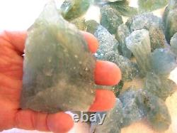 Aquamarine crystal mine rough bigger pieces 1-3 inch Tanzania 200 gram lots