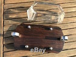 Art Deco Baccarat Crystal Centre Piece. Maccassar Wood. Signed. 1920. Rare