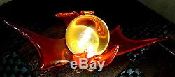 Authentic Fire Glow Dragon Spirit Crystal Ball with Stand. Large Clear Piece