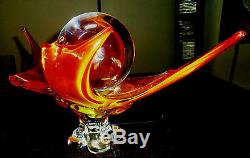 Authentic Fire Glow Dragon Spirit Crystal Ball with Stand. Large Clear Piece