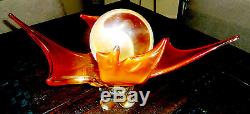 Authentic Fire Glow Dragon Spirit Crystal Ball with Stand. Large Clear Piece