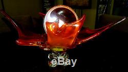 Authentic Fire Glow Dragon Spirit Crystal Ball with Stand. Large Clear Piece